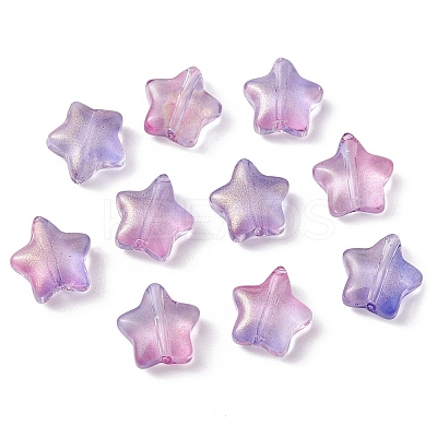 Transparent Spray Painted Glass Beads GLAA-FS0001-62B-1