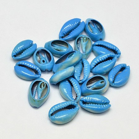Dyed Natural Cowrie Shell Oval Beads X-BSHE-O007-55B-1