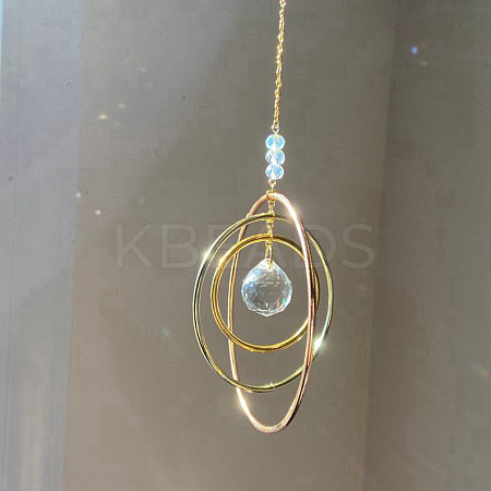 Glass Teardrop & Iron Ring Pendant Decorations LS-PW-WG25982-02-1