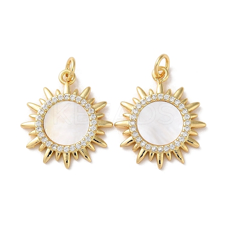 Brass Micro Pave Clear Cubic Zirconia Pendants X-KK-B083-36C-G-1
