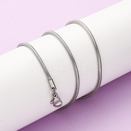 1MM 304 Stainless Steel Round Snake Chain Necklaces NJEW-P338-06P-1