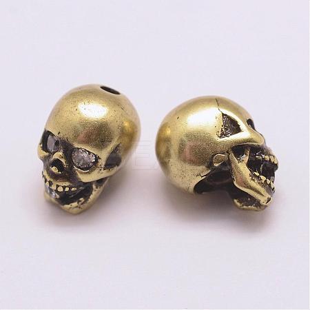 Brass Micro Pave Grade AAA Cubic Zirconia Beads ZIRC-G093-37AB-NR-1