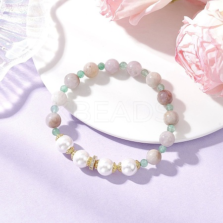 Natural Green Aventurine and Amethyst Beaded Bracelets for Women BJEW-JB11932-03-1