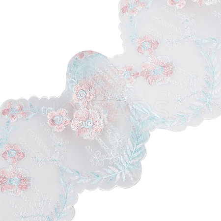 5Yards Polyester Flower Lace Trim Ribbon OCOR-GF0002-63-1