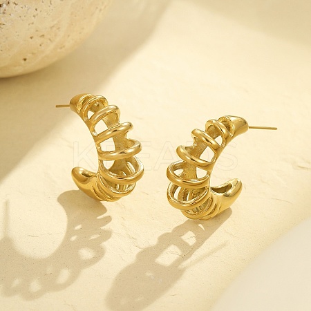 C-Shaped 304 Stainless Steel Stud Earrings for Women EJEW-G444-01G-1