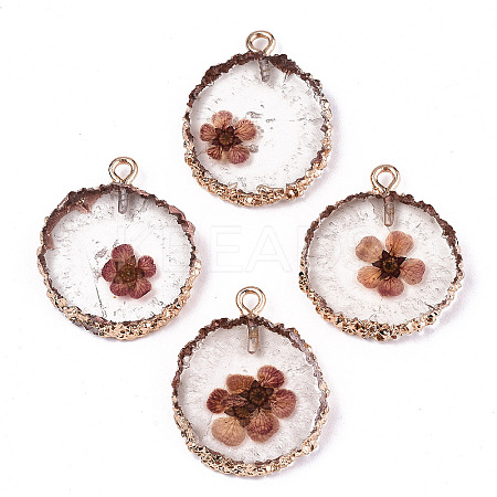 Transparent Clear Epoxy Resin & Dried Flower Pendants LS-RESI-S383-075-D02-1