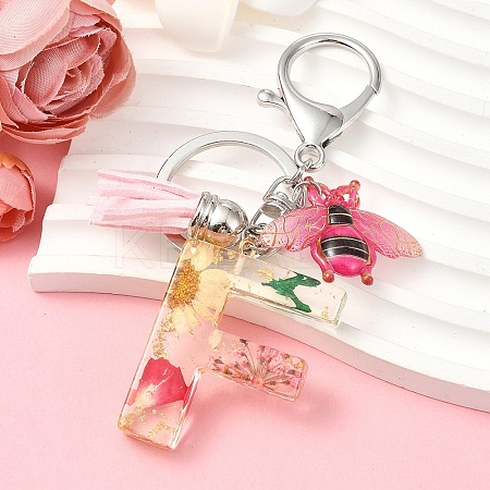Resin & Acrylic & Faux Suede Tassel Keychain KEYC-YW00125-06-1