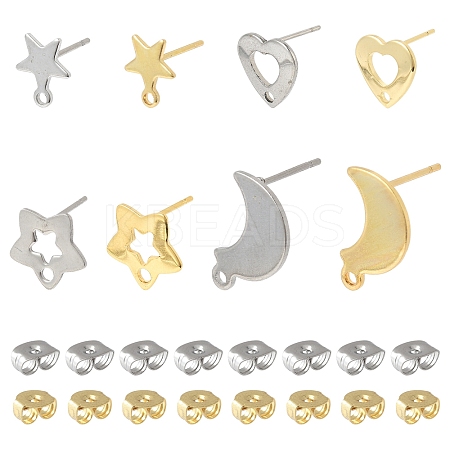 16Pcs 8 Styles 304 Stainless Steel Stud Earring Findings STAS-FS0001-86-1