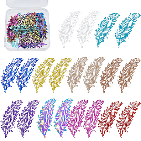 30Pcs 10 Colors 201 Stainless Steel Filigree Pendants STAS-HS0001-54-1