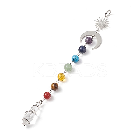 7 Chakra Gemstone Beaded Pendant Decorations HJEW-JM00797-02-1