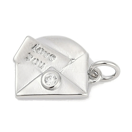 Brass Micro Pave Clear Cubic Zirconia Charms KK-G522-31P-1