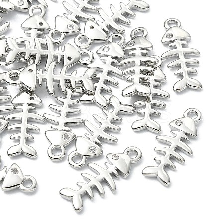 SHEGRACE Brass Micro Pave Cubic Zirconia Fishbone Charms XGR0163P-109P-1