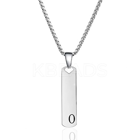 304 Stainless Steel Rectangle with Letter Pendant Box Chain Necklaces FS-WGD7C78-15-1
