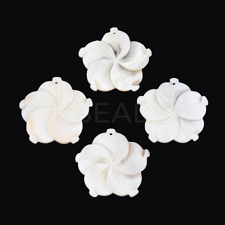 Natural Freshwater Shell Carved Pendants SHEL-N038-15-1