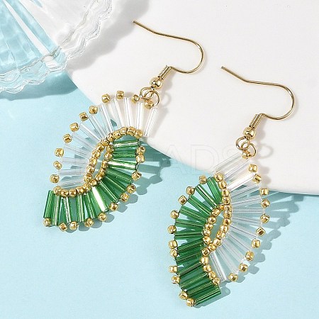 Glass Braided Beads Dangle Earrings EJEW-MZ00746-02-1