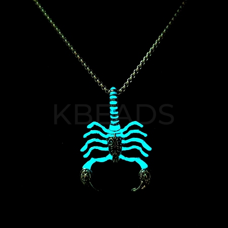 Luminous Glow in the Dark Alloy Scorpio Pendant Necklaces PW-WG90861-03-1