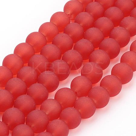 Frosted Glass Bead Strands X-GGB8MMY-DK35-1