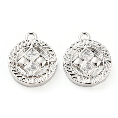 Brass Micro Pave Cubic Zirconia Charms KK-E090-31P-1