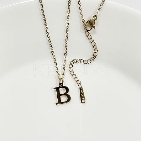 304 Stainless Steel Letter Pendant Necklaces NJEW-WH0027-26B-G-1