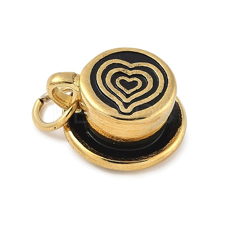 Coffee Cup with Heart 304 Stainless Steel Enamel Pendants LS-STAS-M120-08G-1