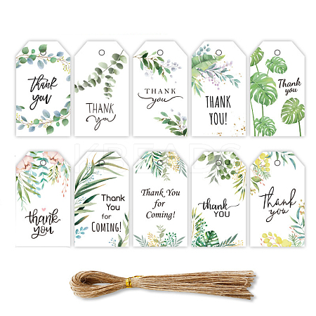 50Pcs 10 Styles Rectangle Paper Thank You Hanging Gift Tags HULI-PW0002-142-1