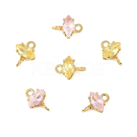 Brass Pave Cubic Zirconia Horse Eye Connector Charms KK-P347-03G-1