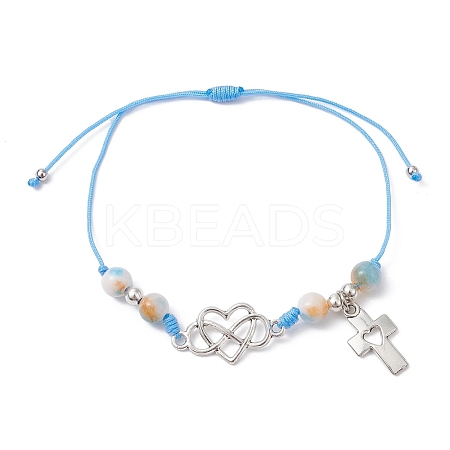 Natural Dyed White Jade Braided Bead Bracelets BJEW-JB09823-01-1