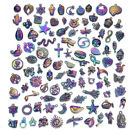 Rainbow Color Alloy Pendants & Link Connectors PALLOY-S180-146-NR-1