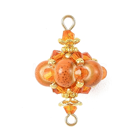 Handmade Porcelain & Glass & Seed Beads Links Connector Charms PALLOY-MZ01367-02-1