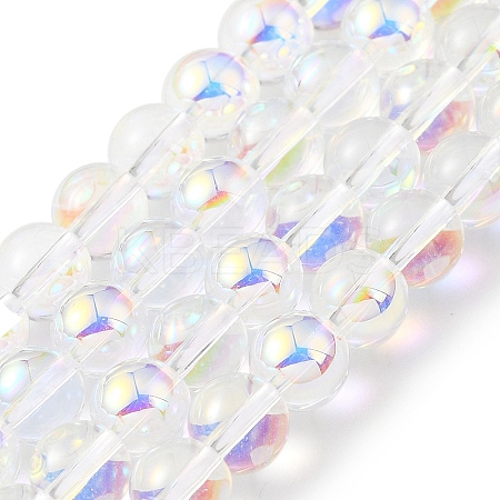 Transparent Electroplate Glass Beads Strands GLAA-T032-T6mm-C18-1