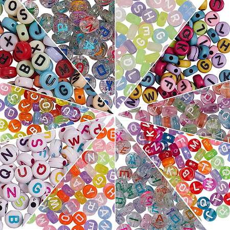 1000Pcs 10 Style Transparent Frosted Acrylic Beads OACR-SZ0001-13-1