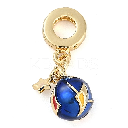 Rack Plating Brass Enamel Sports European Dangle Charms KK-P287-35D-G-1