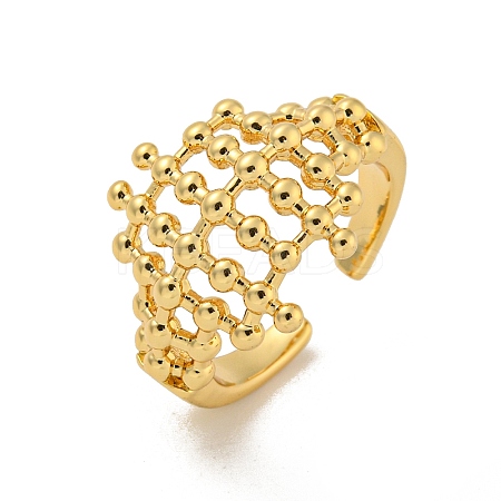 Brass Hollow Wide Open Cuff Rings RJEW-N046-08G-RS-1