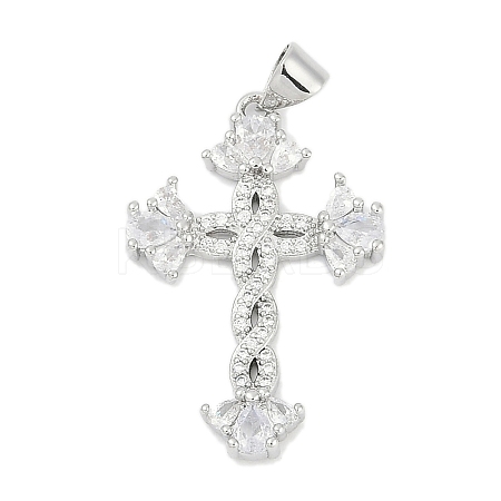 Brass Micro Pave Clear Cubic Zirconia Pendants KK-G522-51P-01-1