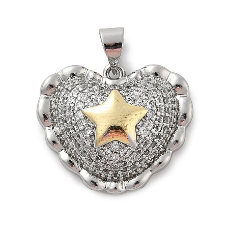 Brass Micro Pave Cubic Zirconia Pendants KK-C091-02C-PG-1