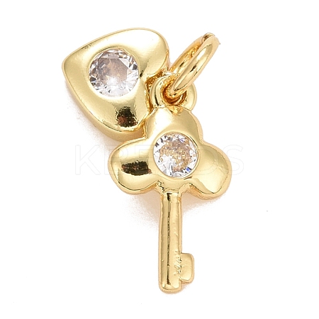 Rack Plating Brass Cubic Zirconia Pendants Findings KK-E275-17G-1