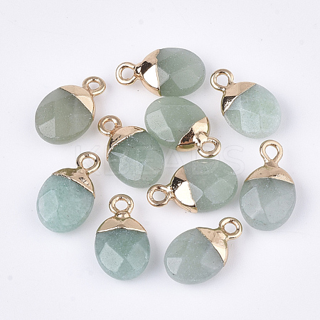 Electroplate Natural Green Aventurine Charms G-S344-09J-1