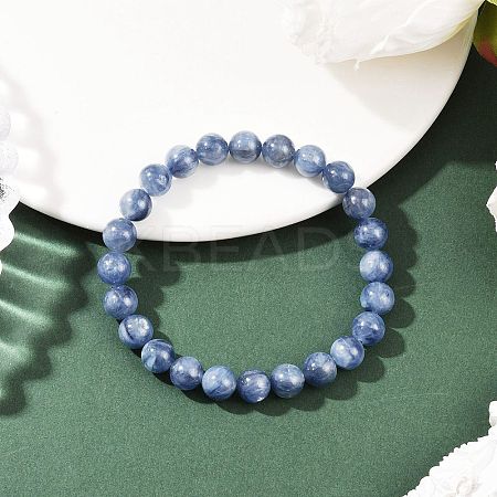 Natural Kyanite Round Beads Stretch Bracelets for Men Women BJEW-JB12389-1