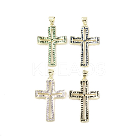 Real 18K Gold Plated Brass Micro Pave Cubic Zirconia Pendants KK-A209-25G-1
