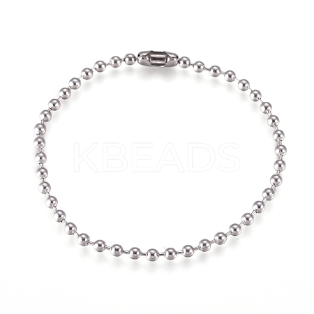 304 Stainless Steel Ball Chain Bracelets X-STAS-D233-01P-1