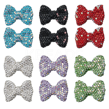 12Pcs 6 Styles Handmade Polymer Clay Rhinestone Beads CLAY-OC0001-09-1