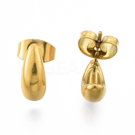 304 Stainless Steel Teardrop Stud Earrings for Women EJEW-N052-01G-1