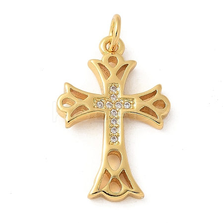 Brass Micro Pave Cubic Zirconia Pendants KK-U053-02G-01-1