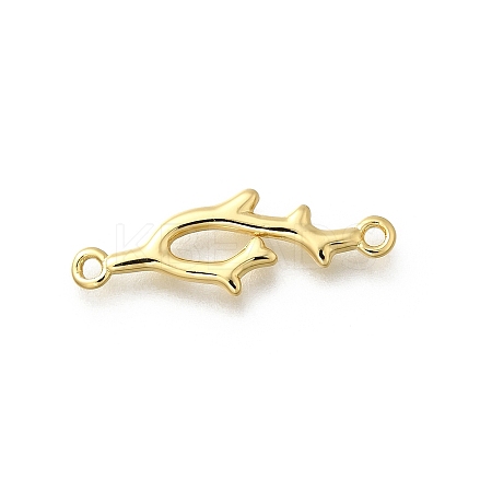 Brass Shark Outline Connector Charms KK-P295-30G-1