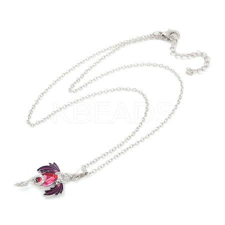 Alloy and Glass Pendant Necklaces PW-WG44FA7-01-1