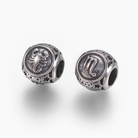 316 Surgical Stainless Steel European Beads STAS-F195-128P-09-1