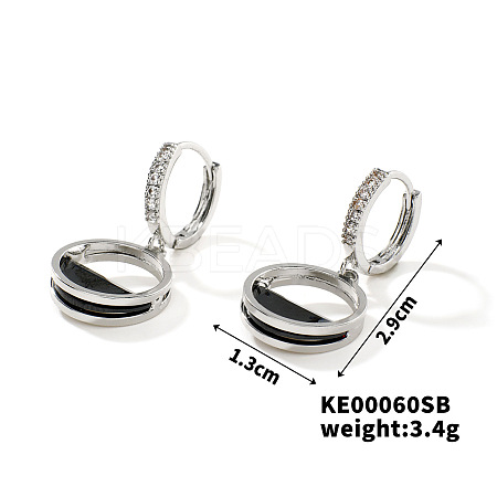 Fashionable Ring Brass Cubic Zirconia Hoop Earrings for Women GD5686-2-1