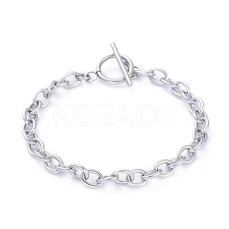 Tarnish Resistant Unisex 304 Stainless Steel Cable Chain Bracelets LS-BJEW-P245-39P-1
