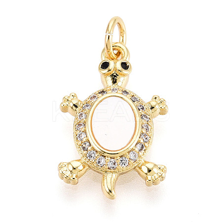 Brass Micro Pave Clear Cubic Zirconia Pendants KK-N268-14G-1