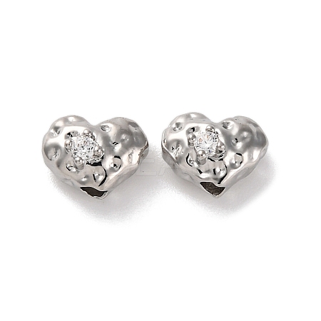 Brass Micro Pave Clear Cubic Zirconia Beads KK-U042-05G-1-1